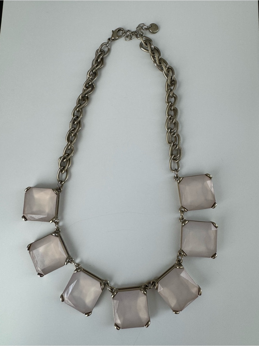 LOFT Silver-Tone Necklace with Pale Pink Faceted Stones